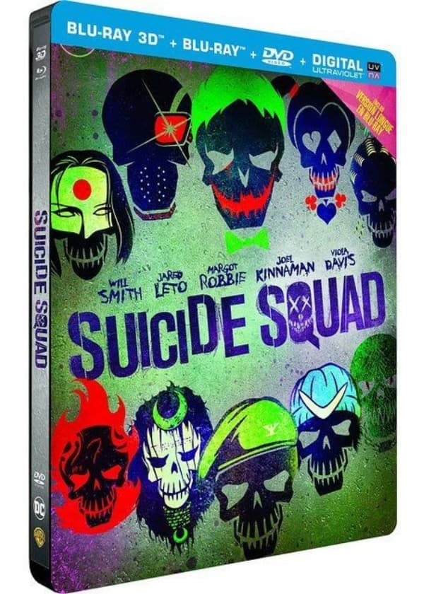 SUICIDE SQUAD -   3D + 2D + 2D EXTENDED EDITION + DVD   ULTRAVIOLET - BOITIER STEELBOOK